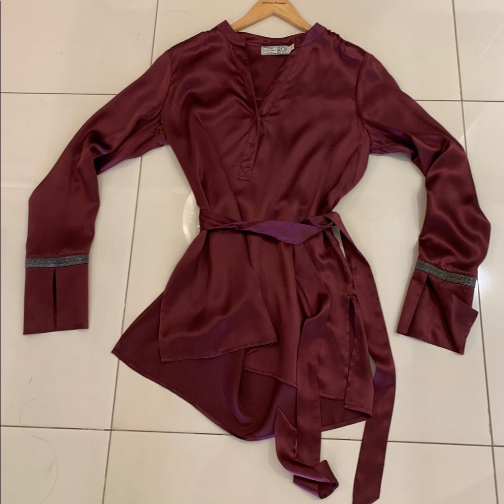 Silk Tunic with Waist Tie & After 5 Cuff Size XS